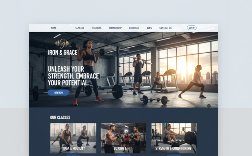Website for a fitness club