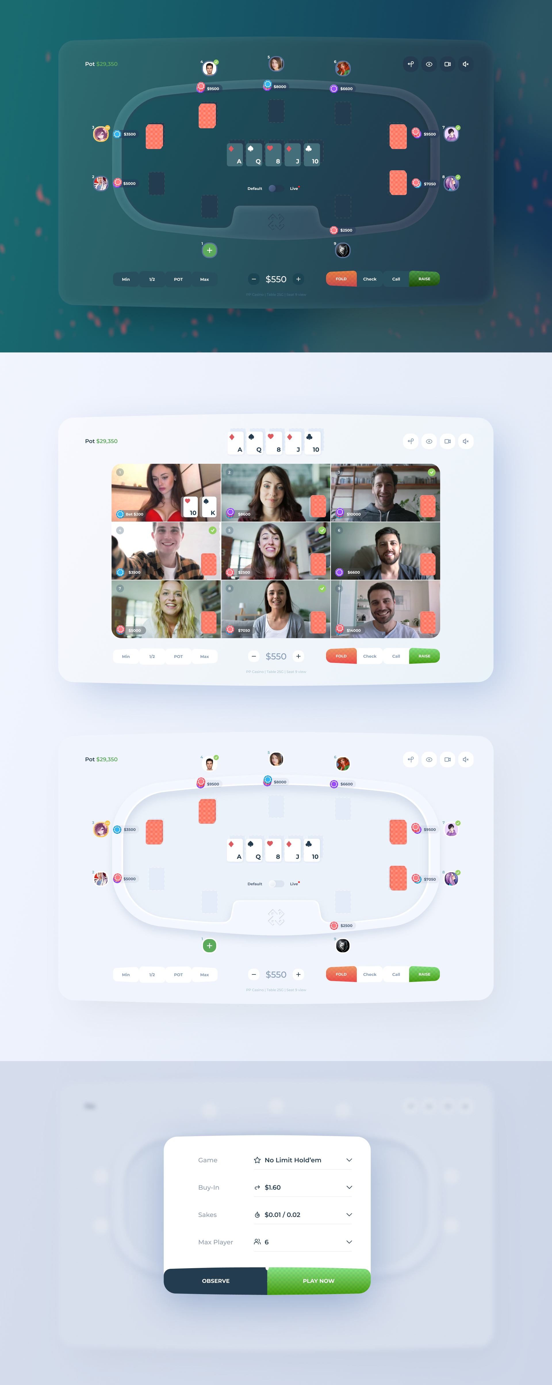 Poker crypto game UI